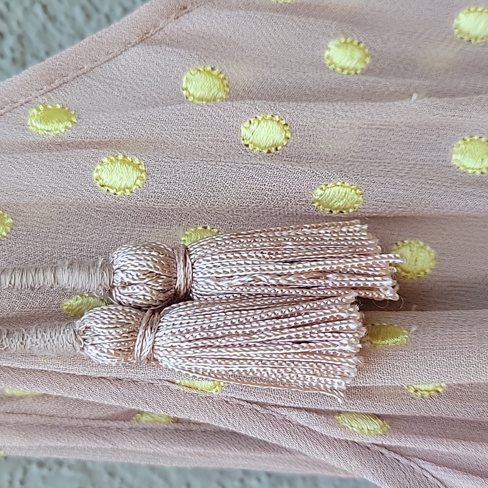 NEW FREE PEOPLE PICNIC IN THE PARK SHEER FRINGE TASSEL MINI DRESS TOP MED - Picture 7 of 11